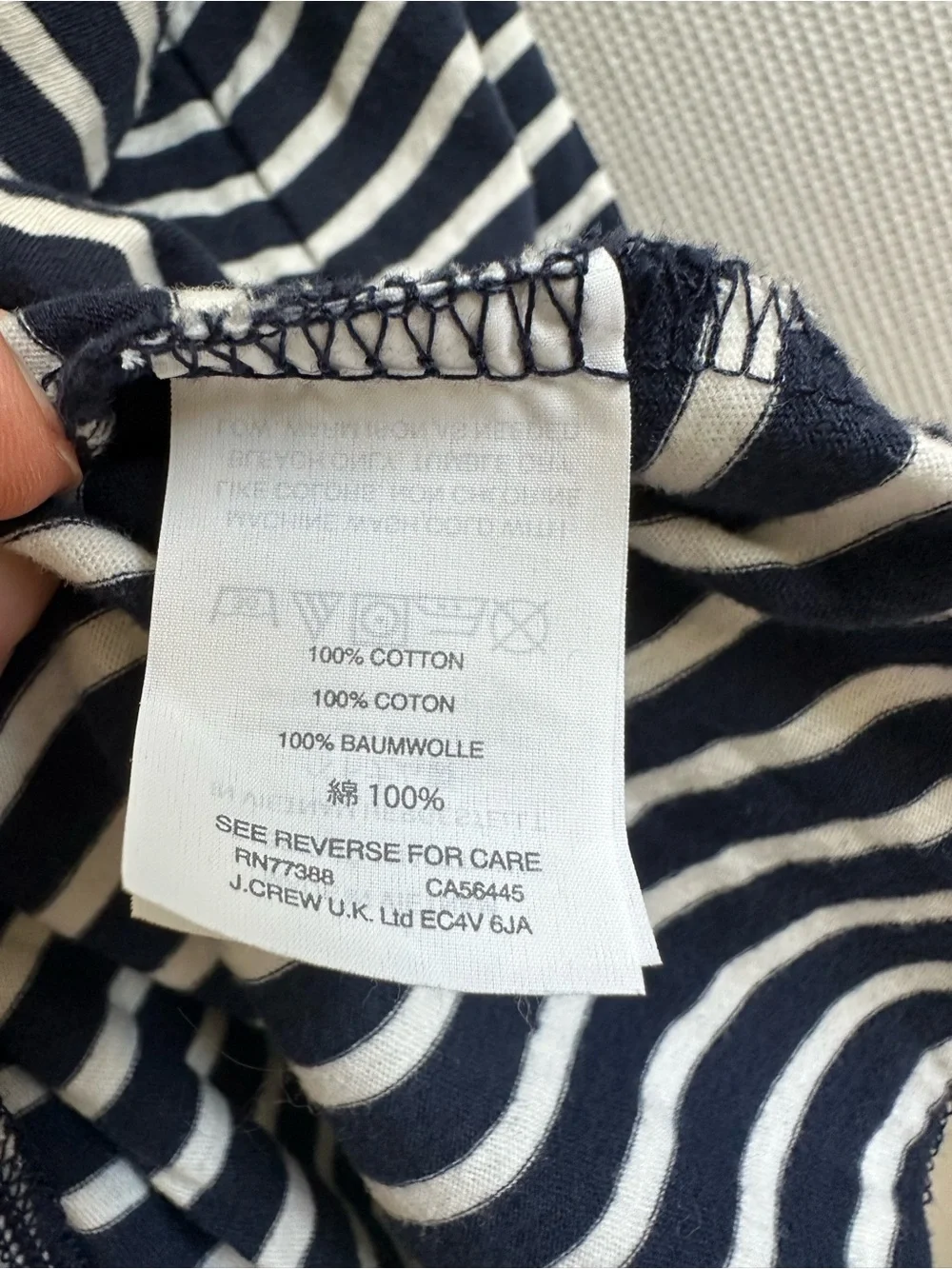 J. Crew Navy & White Striped Tee, XS